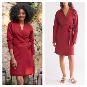 FRANK & EILEEN Willa wrap dress size medium cranberry red fleece cotton casual